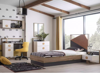 Bettrahmen Kinderbett Kindermöbel Kinderzimmer Bett Holz Grau Set 6tlg